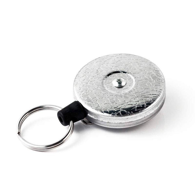 KEY-BAK Original HD Retractable Keychain, 48" Retractable Cord, Chrome Front, Steel Belt Loop, 8 oz. Retraction, Split Ring - Image 1